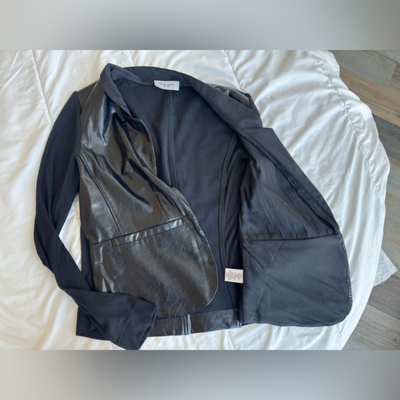 Lola & Sophie Leather Sweater Sleeve Jacket in Black - Size L - Picture 6 of 9